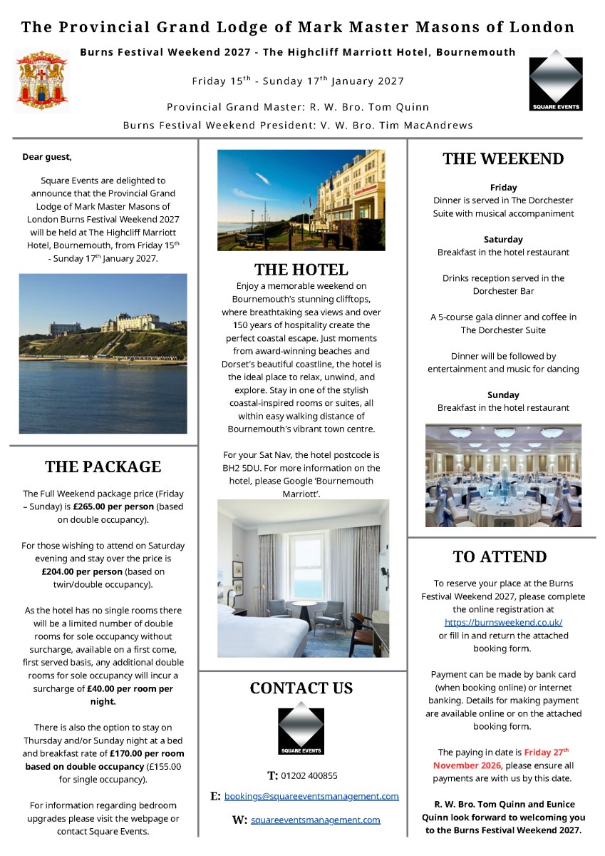 Burns Festival Weekend 2027 Invite
