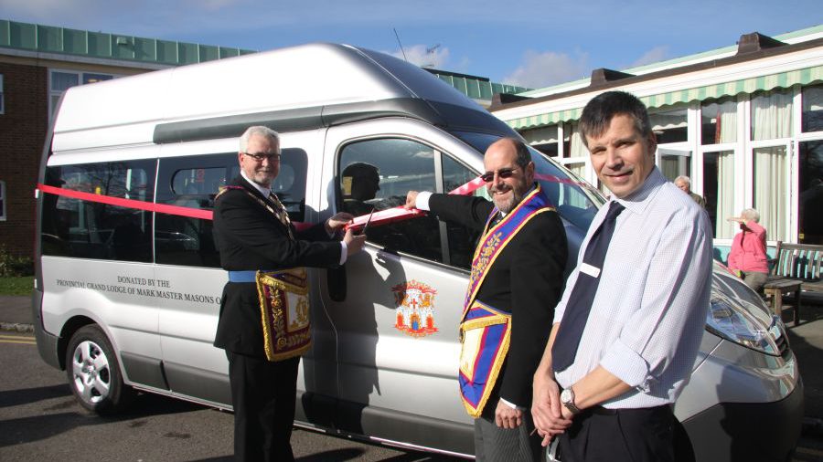 Mark Province of London Minibus Presentation to RMBI The Lord Harris Court Home at Sindlesham